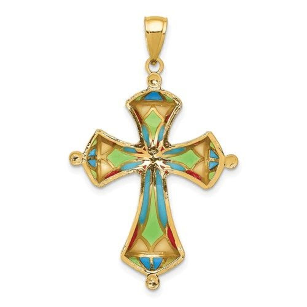14k Gold Multi- Color Enamel Cross - Picture 6 of 13